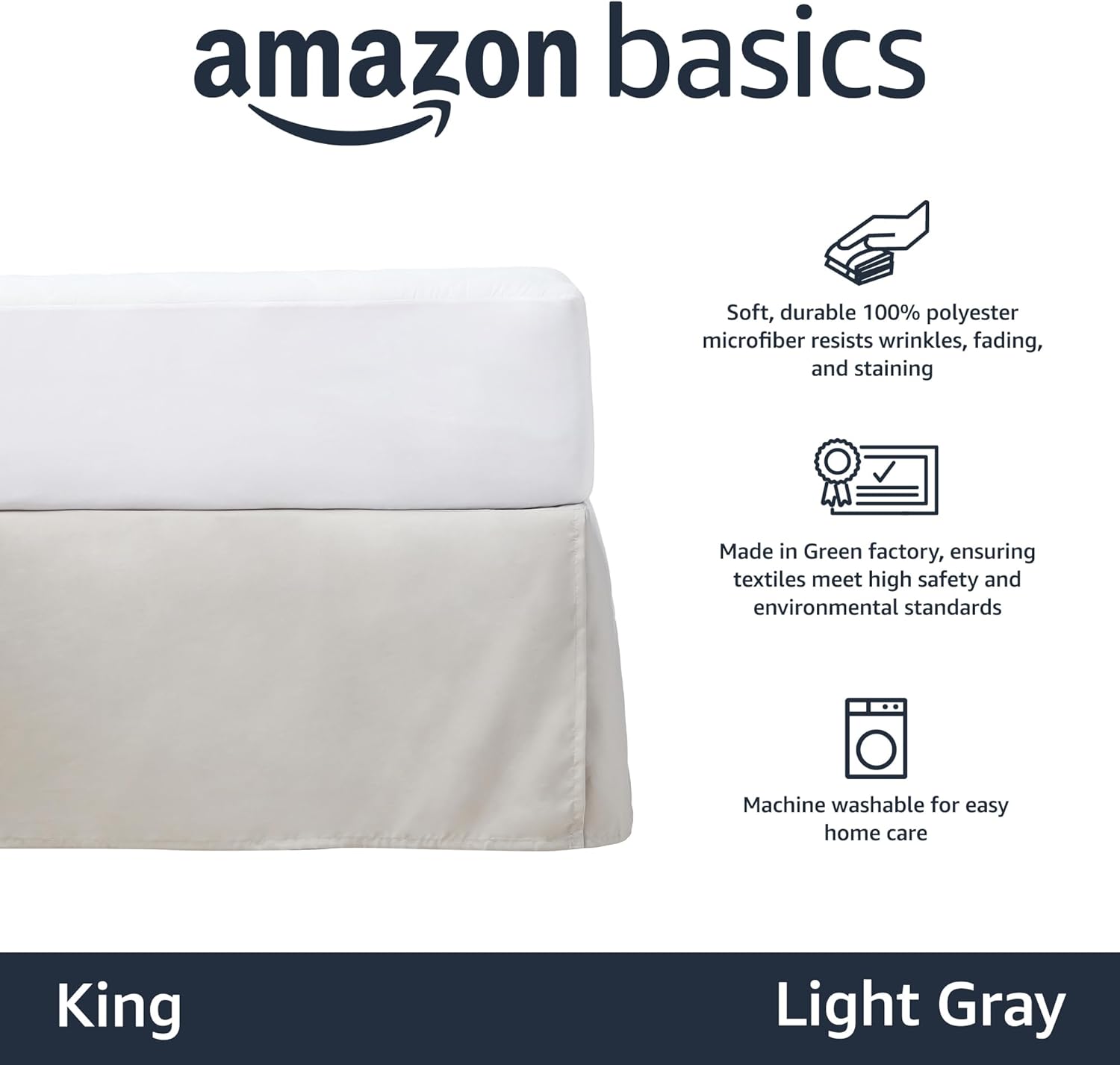 Amazon Basics Lightweight Pleated King Bed Skirt