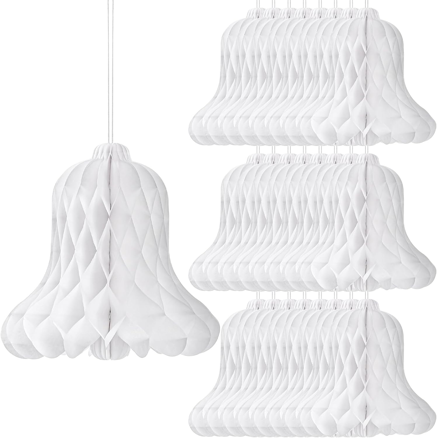 Hiceeden 24 Piece White Paper Wedding Bells Set