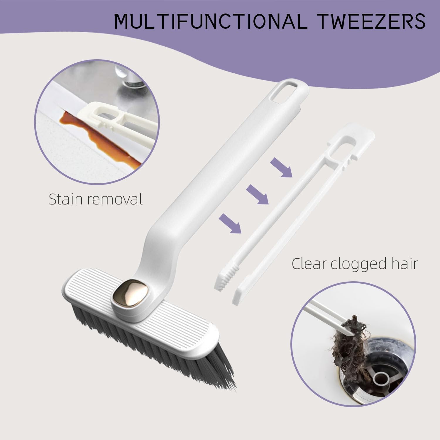 2PCS Rotating Crevice Cleaning Brush for Kitchen and Bathroom