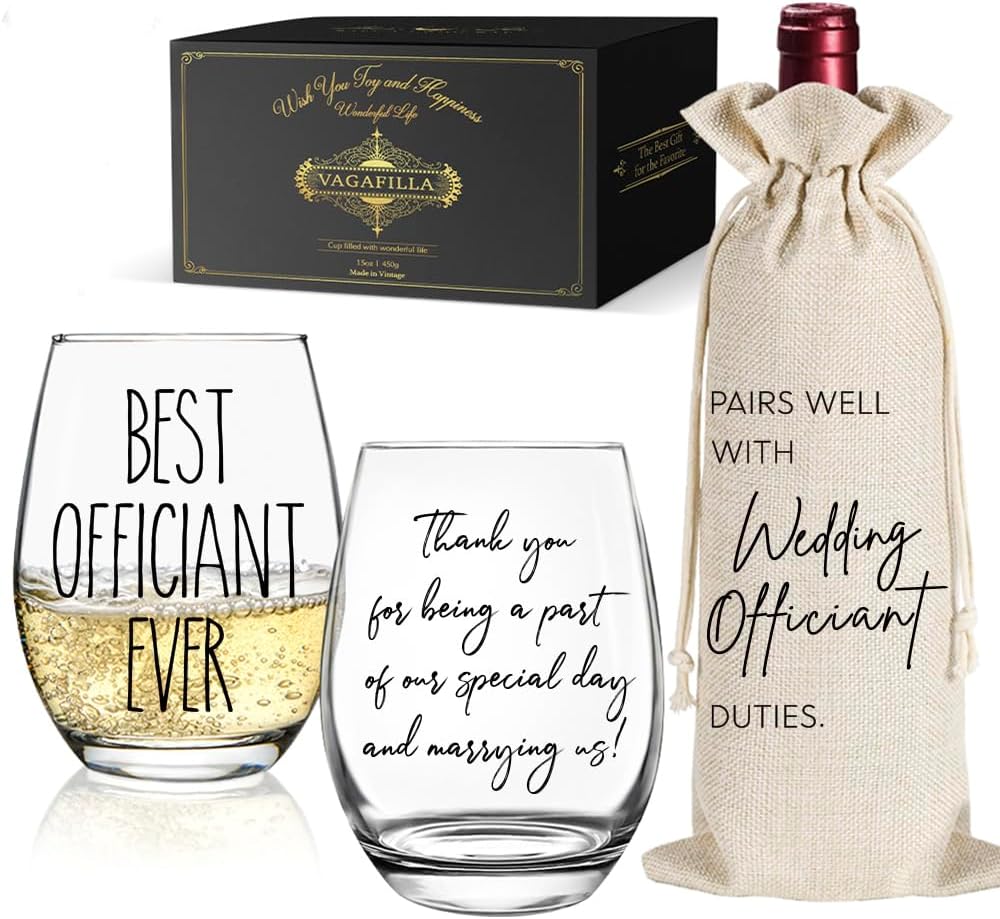 Wedding Officiant Wine Glass and Gift Set