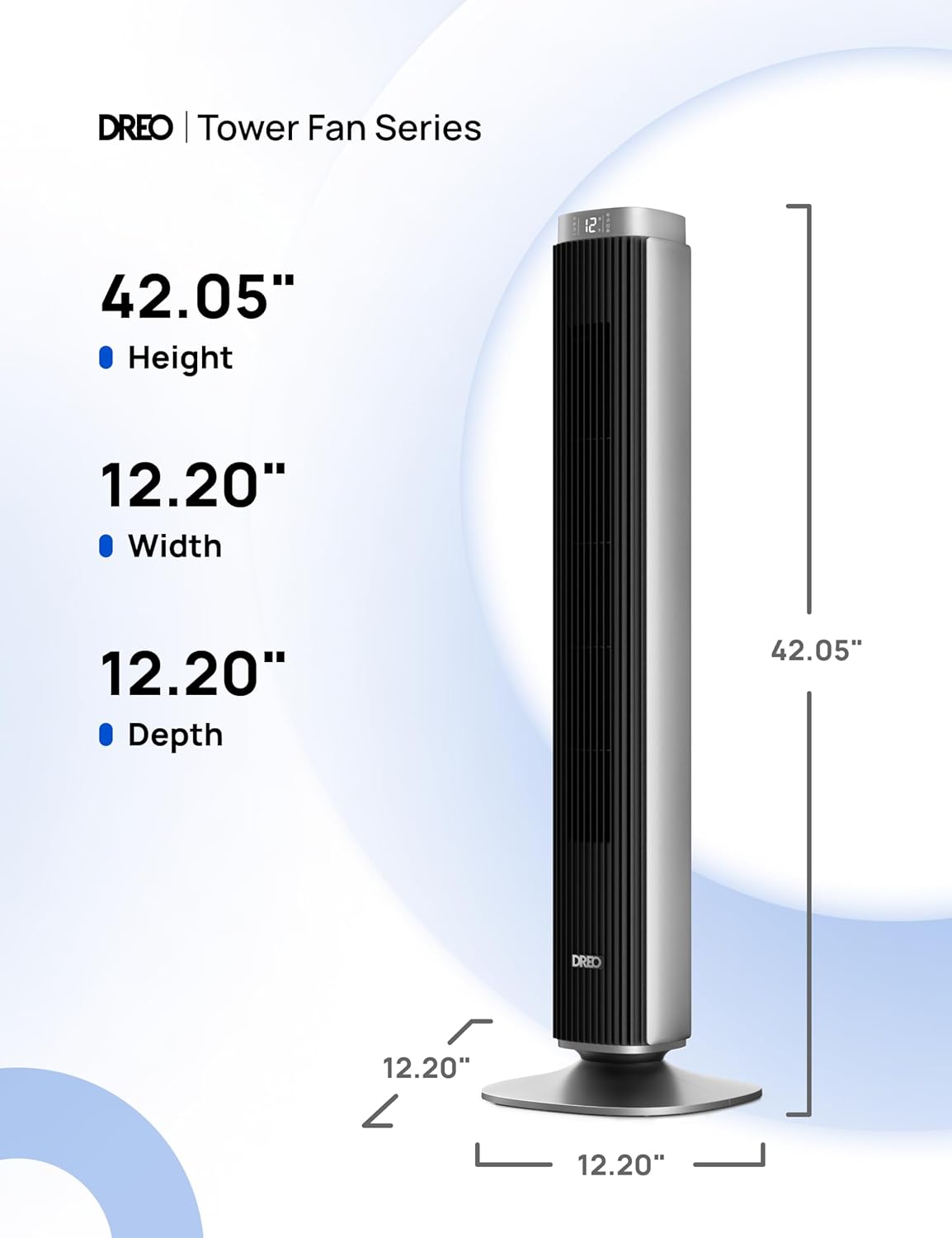 Dreo Tower Fan for Bedroom with 40ft Airflow and 12 Speeds