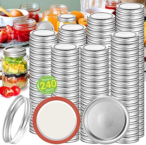 120 Pcs Canning Lids and Bands for 70MM Mason Jars