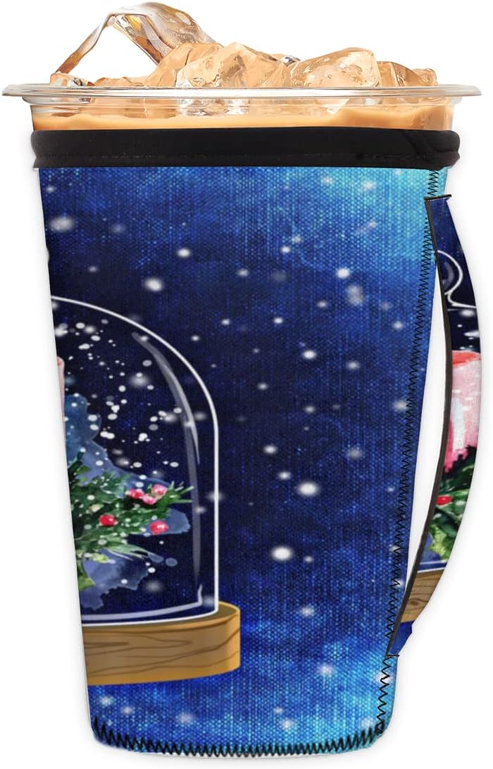 Reusable Iced Coffee Cup Sleeve With Handle Neoprene Insulator