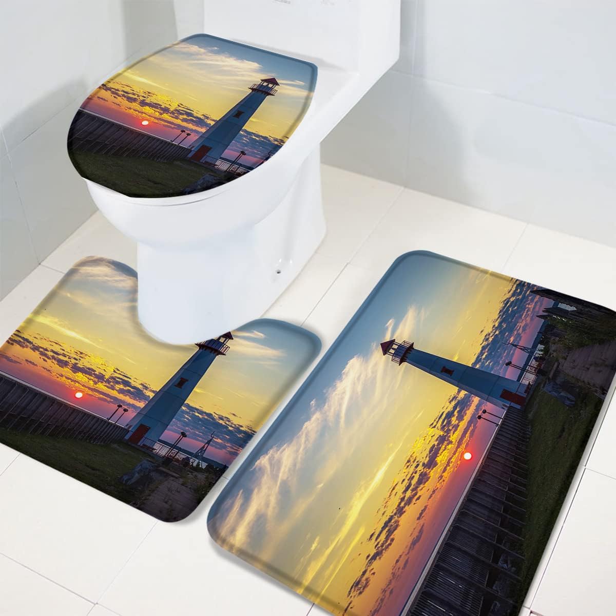 YESOF66 3 Piece Bathroom Rug Set with Non-Slip Design