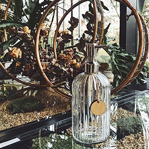 JASAI 18 Oz Clear Glass Soap Dispenser with Stainless Steel Pump