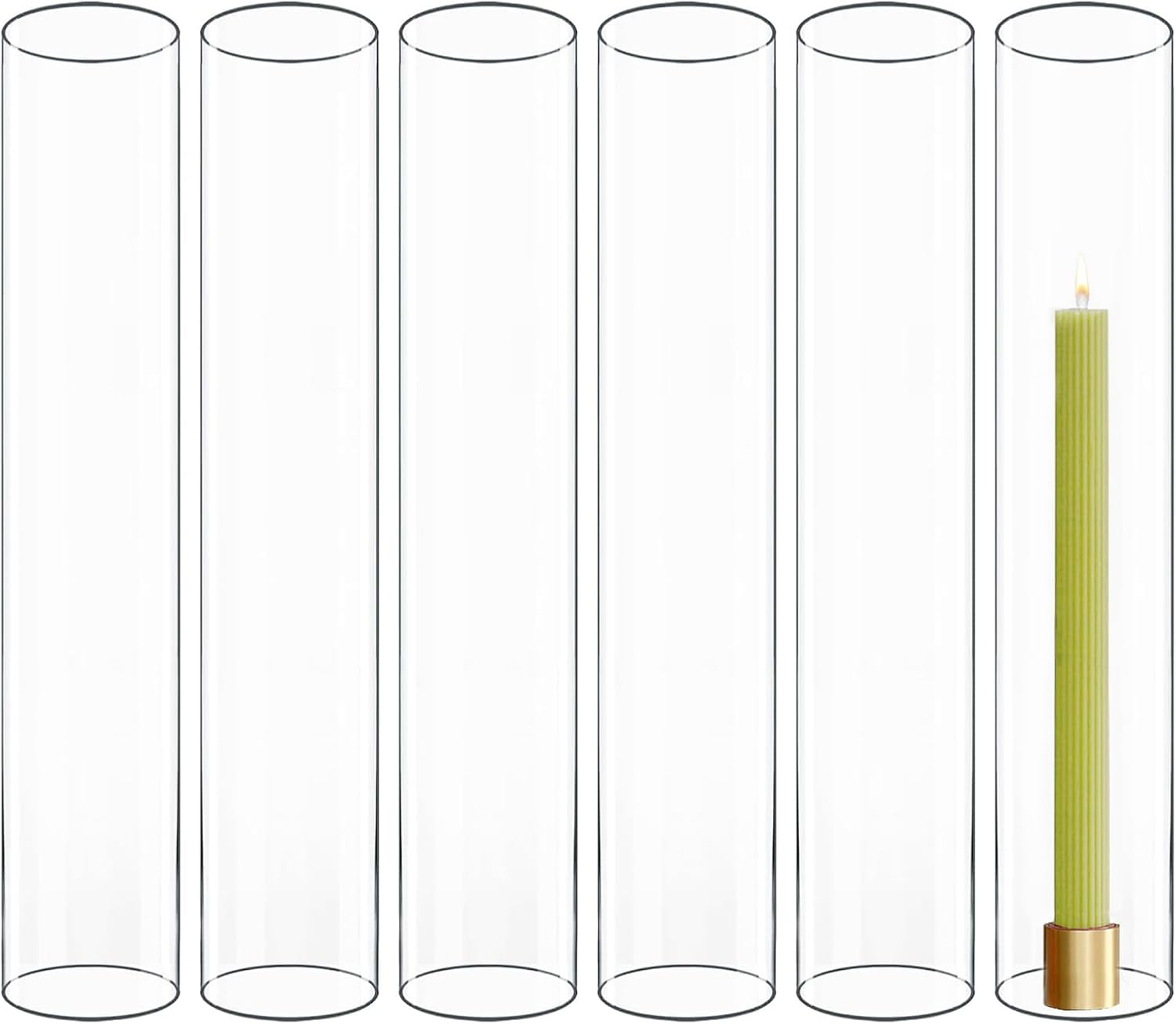 CYS EXCEL 6-Piece Clear Glass Hurricane Candle Holder