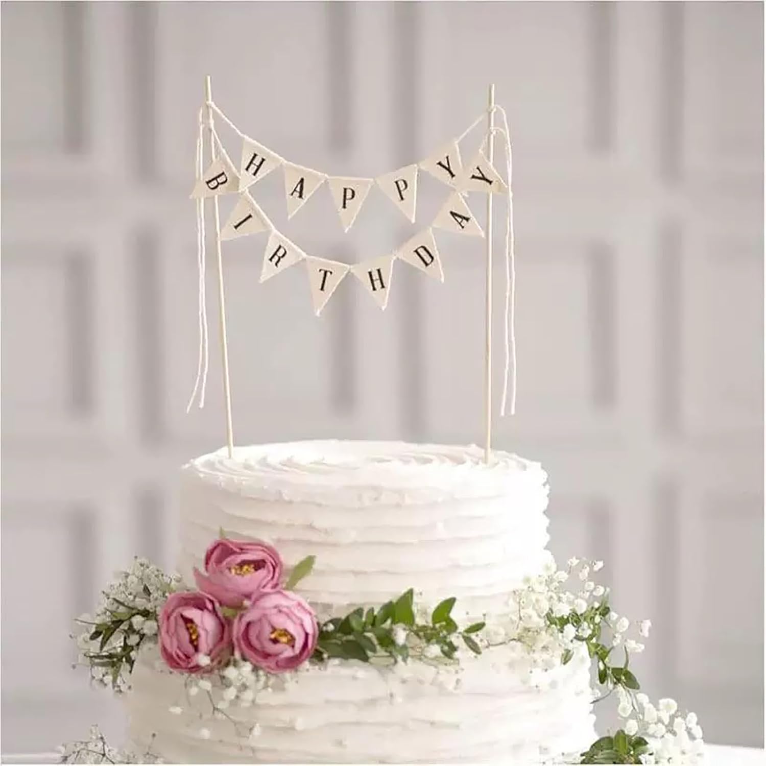 Happy Birthday Cake Topper with Wood Poles