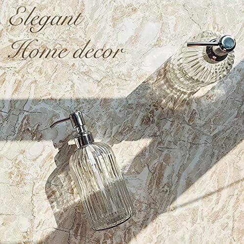 JASAI 18 Oz Clear Glass Soap Dispenser with Stainless Steel Pump