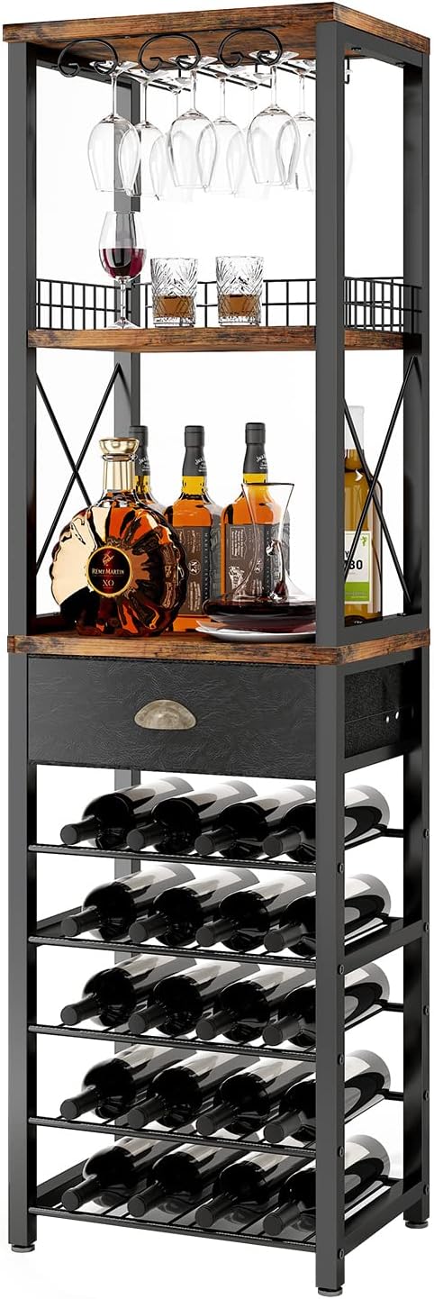 Homeiju Freestanding Wine Rack with 4 Tiers and Tabletop