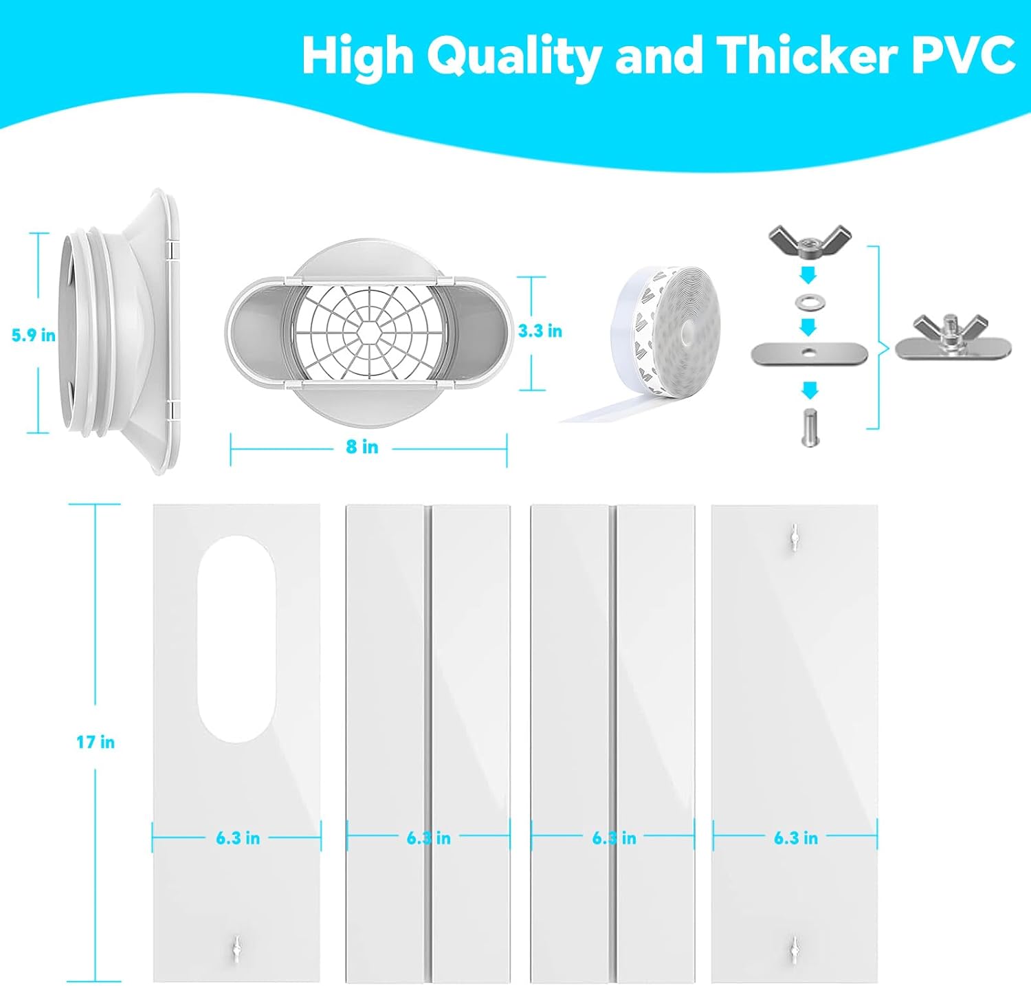 Portable AC Window Vent Kit with 59 Inch Exhaust Hose