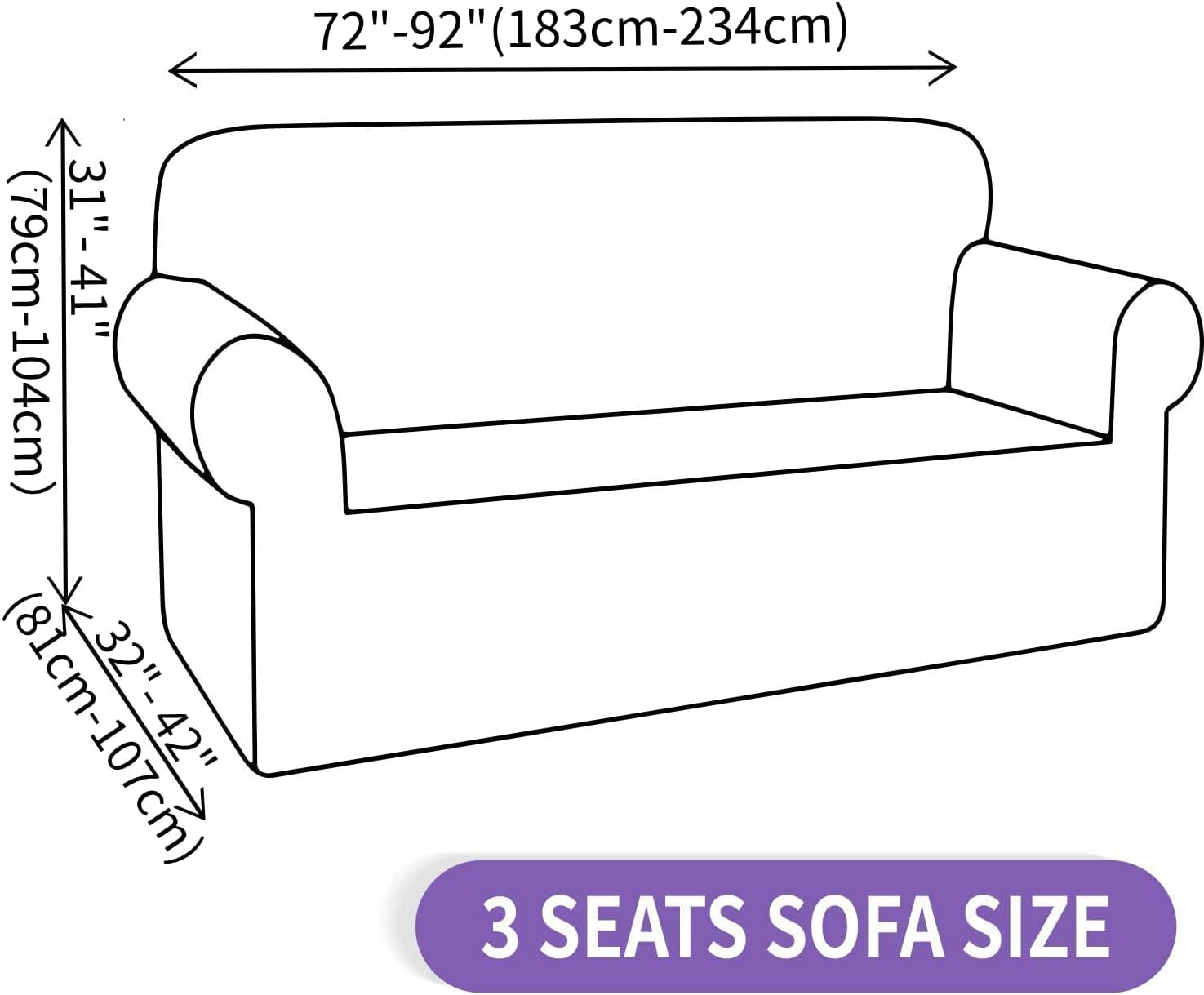 ZNSAYOTX Super Stretch Couch Cover Universal Fit for 3 Cushion Couch