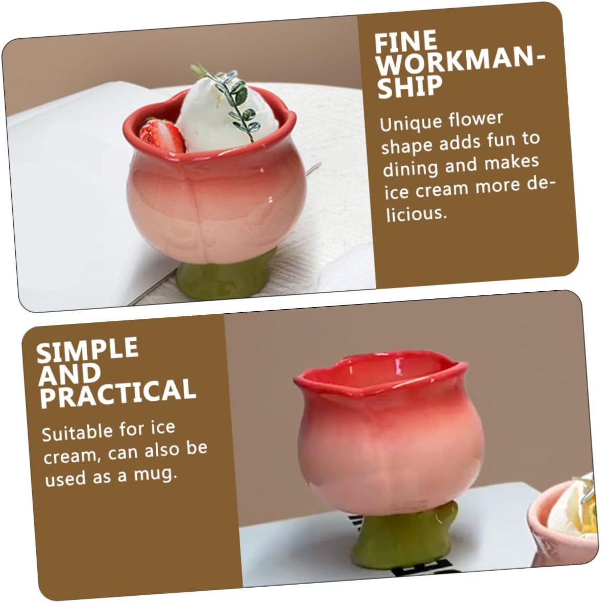 Showeroro Ceramic Dessert Cup with Footed Design