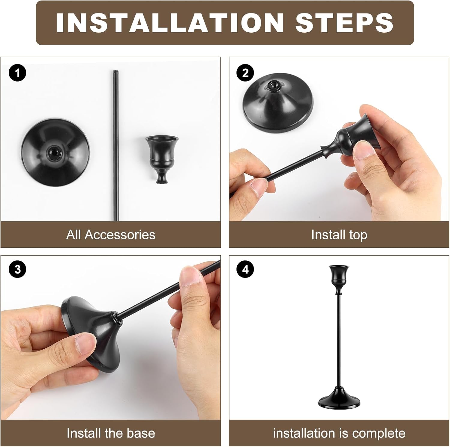 Tunyet 6PCS Metal Candlestick Holders