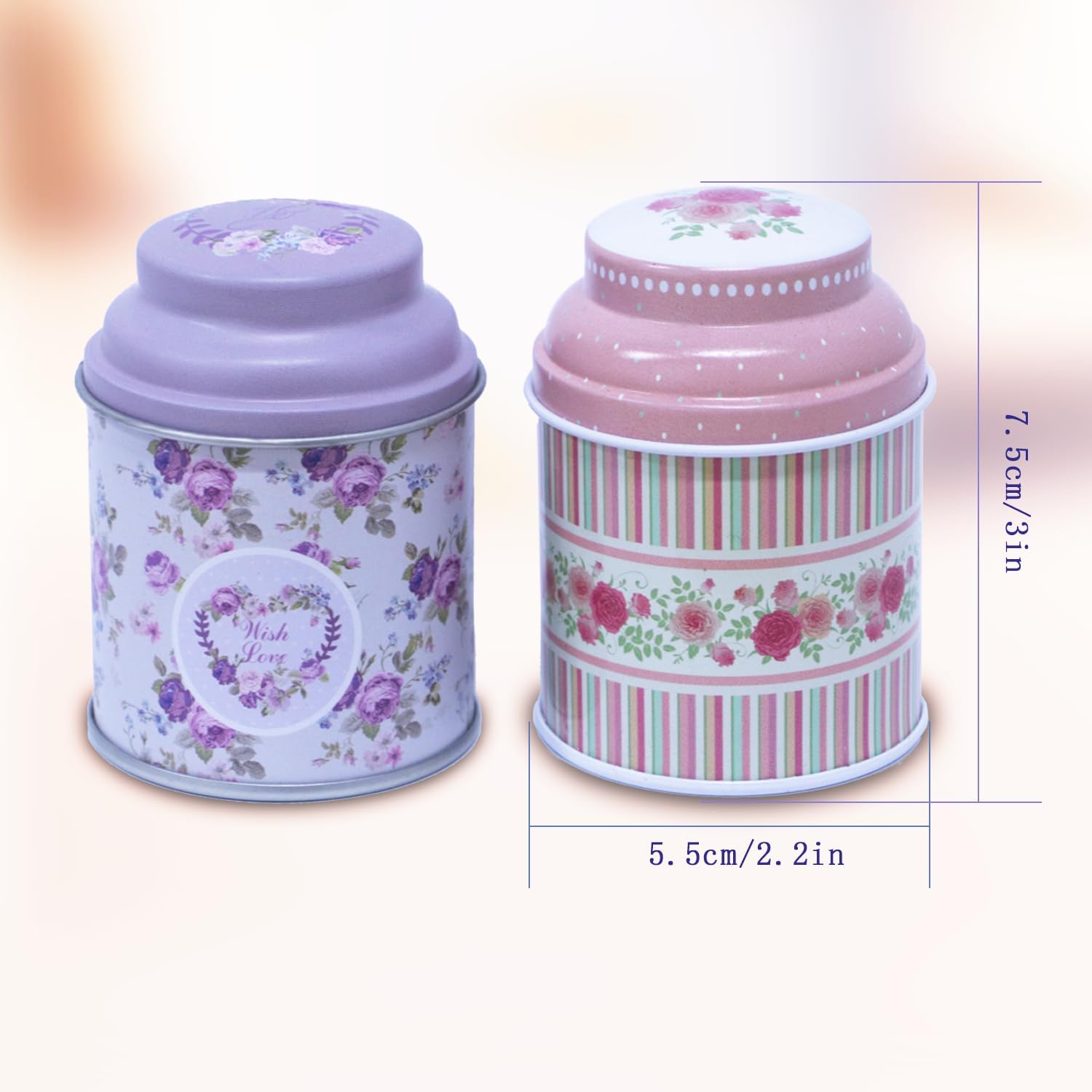 TooGet Elegant Metal Tinplate Cylinders 6-Pack