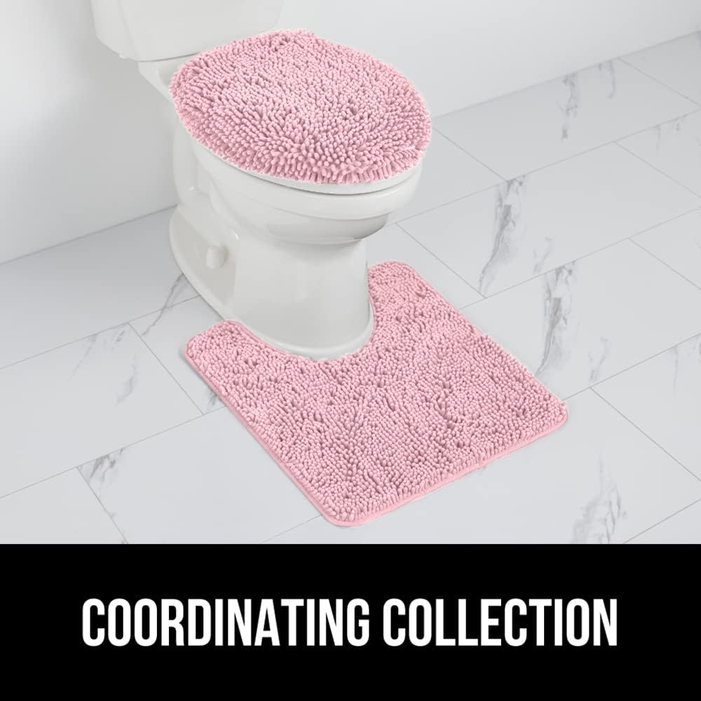 GORILLA GRIP Soft Chenille Toilet Lid Cover Light Pink