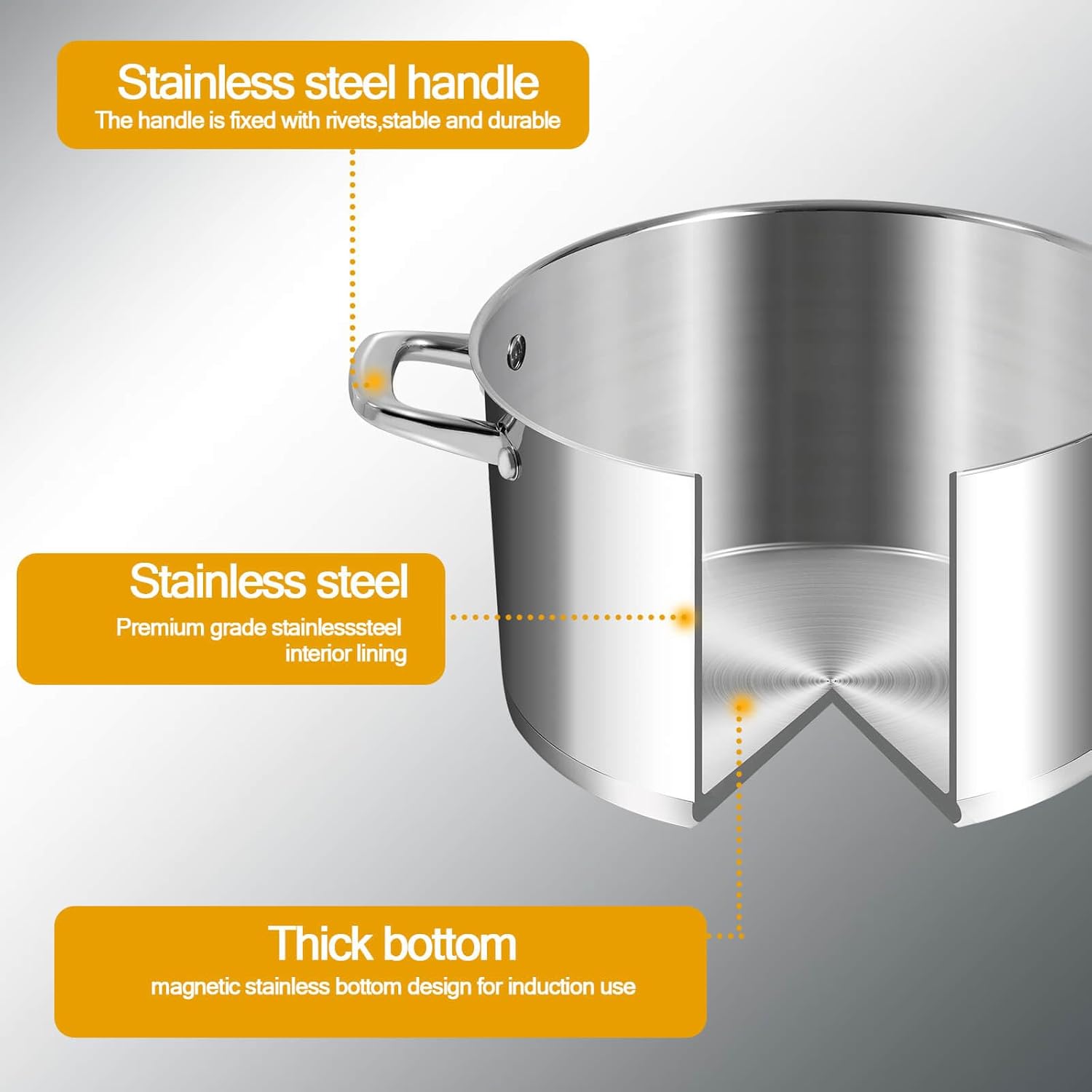 Stainless Steel Stock Pot 8 Qt With Lid