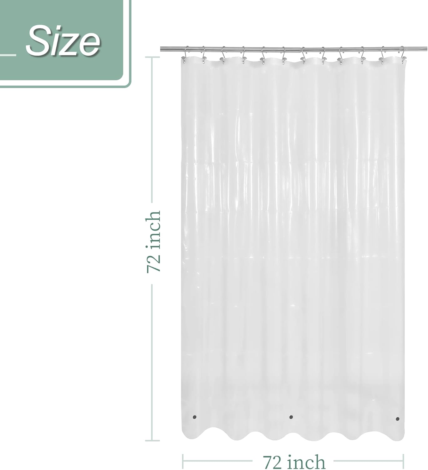 Mrs Awesome Clear Shower Curtain Liner with 3 Magnets 72x72
