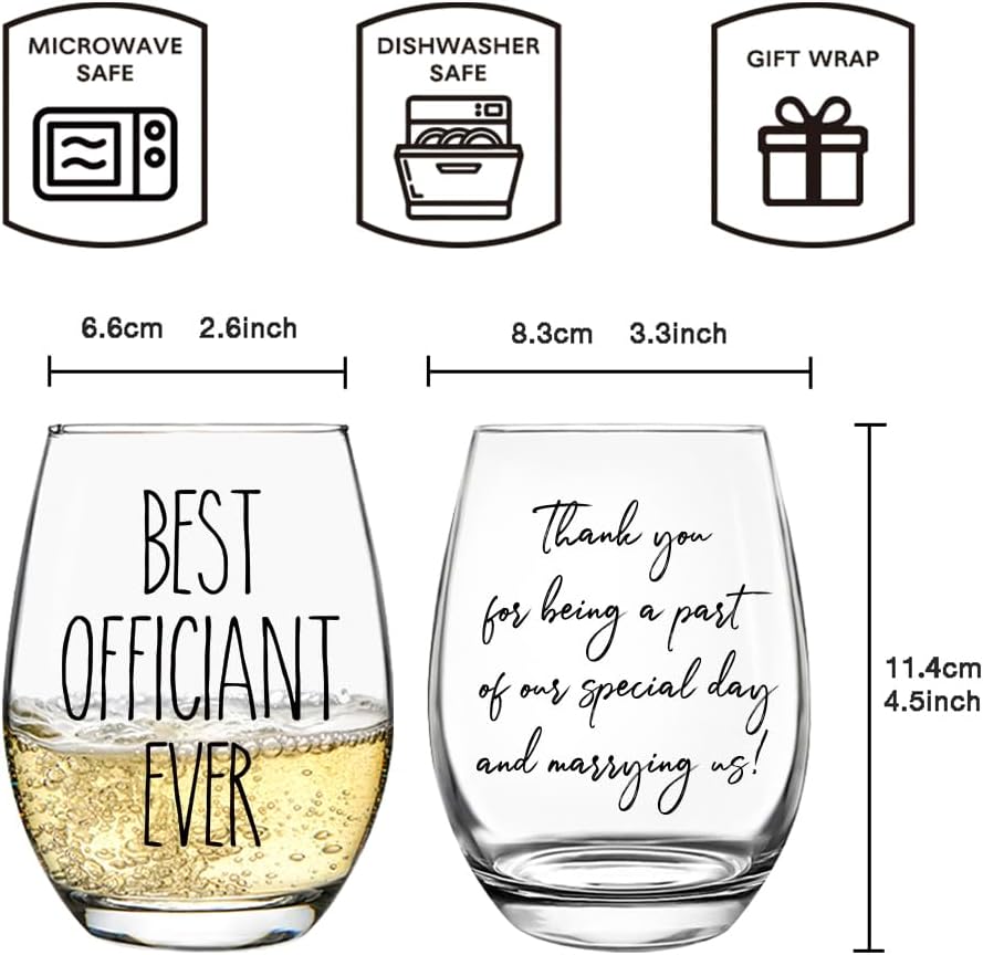 Wedding Officiant Wine Glass and Gift Set