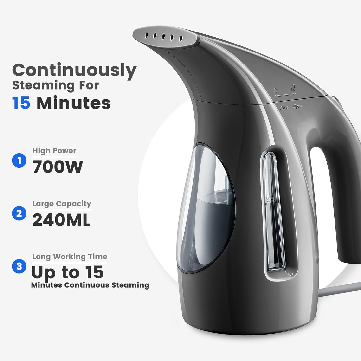 HiLIFE Portable Garment Steamer 240ml 700W Black