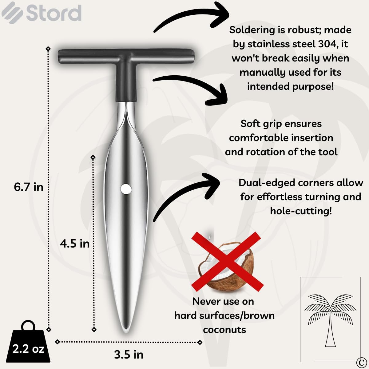 S STORD Coconut Opener - Fast Safe and Easy to Use