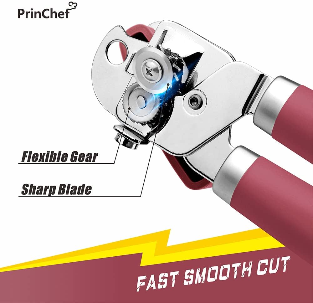 PrinChef Manual Can Opener with Magnet - Red