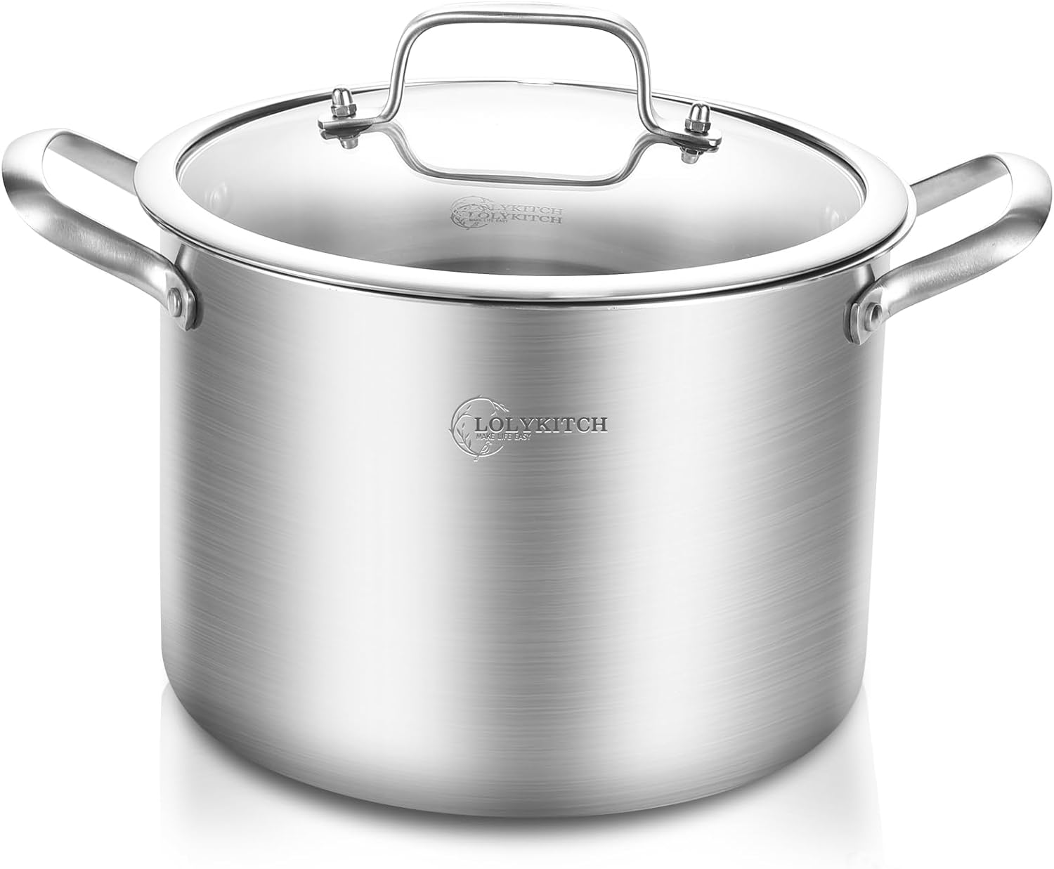 LOLYKITCH Tri-Ply 8 Quarts Stock Pot with Lid
