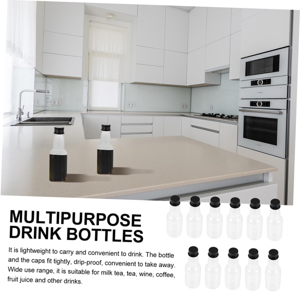 50pcs Clear Glass Shot Bottles with Caps for Home Brewing