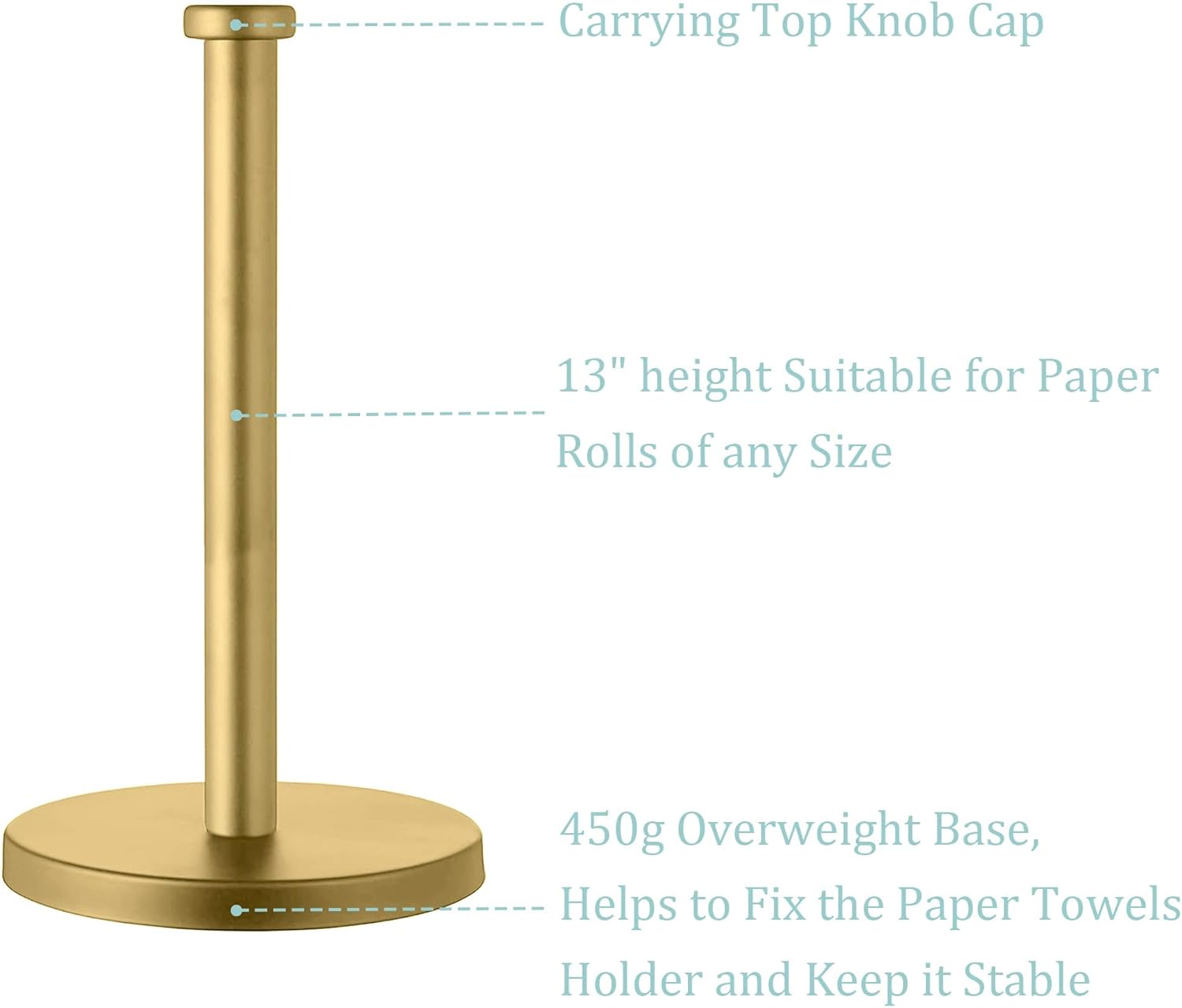 Gold Paper Towel Holder with Weighted Base