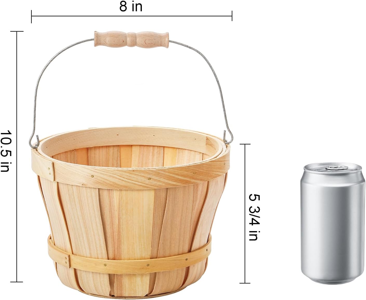 Okllen 2 Pack Round Wooden Baskets with Handle