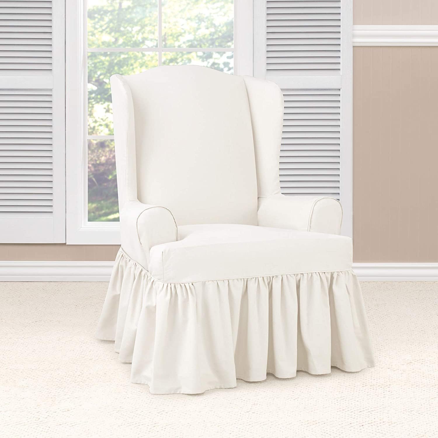 SureFit Essential Twill Armchair Slipcover White 1