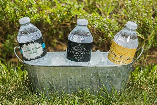 DesignThatSign 100 Gold Confetti Labels Wedding Anniversary Engagement Party Water Bottle