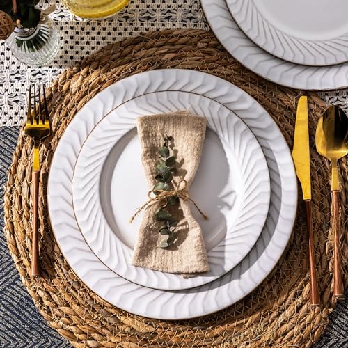 GBHOME Ceramic Dinnerware Set 12 pcs Elegant Plates Bowls