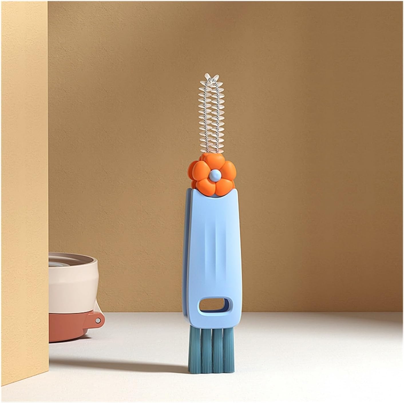 3 In 1 Cup Lid Crevice Cleaning Brush - Blue