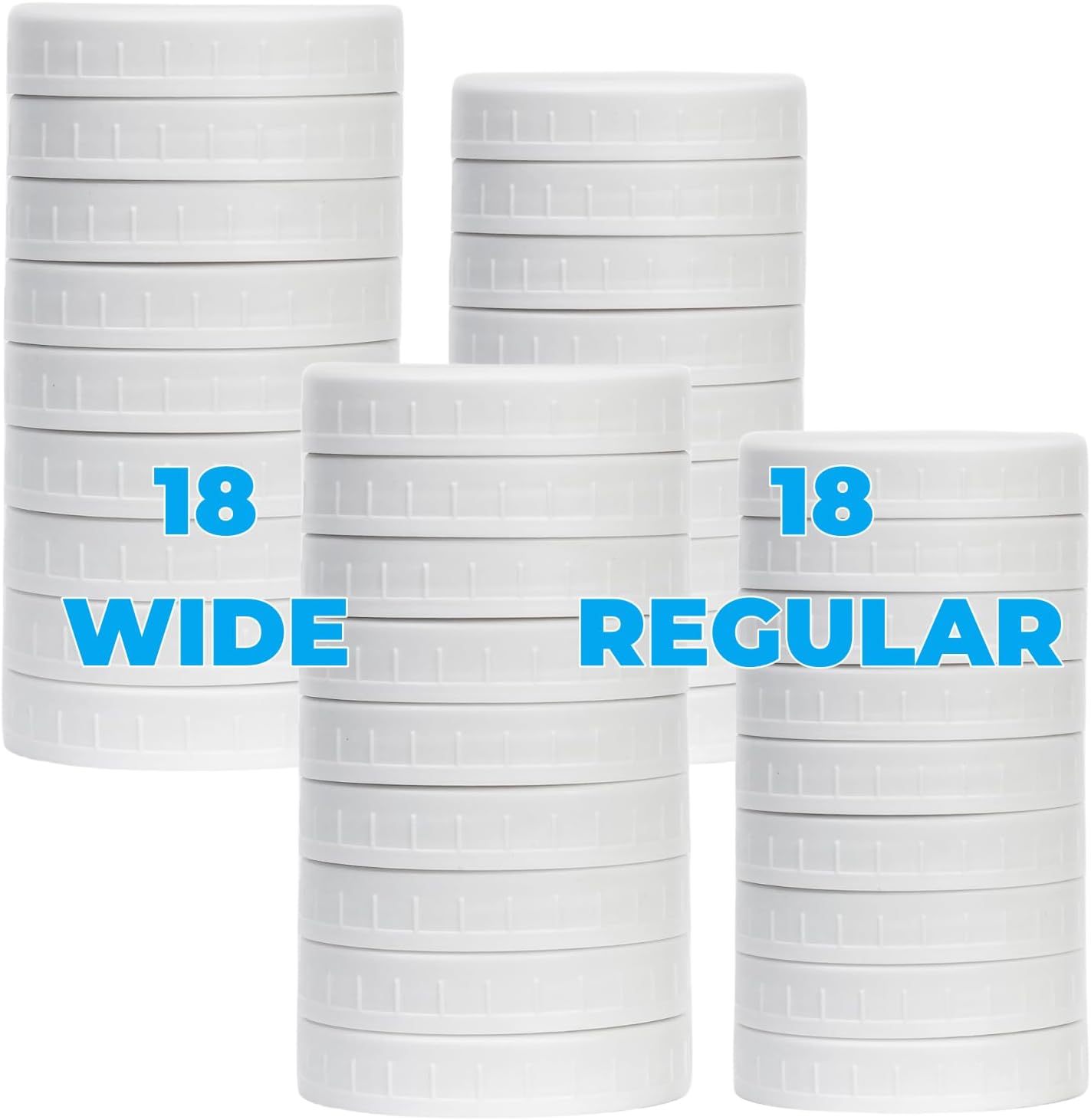 36 Pack White Plastic Mason Jar Lids with Silicone Rings