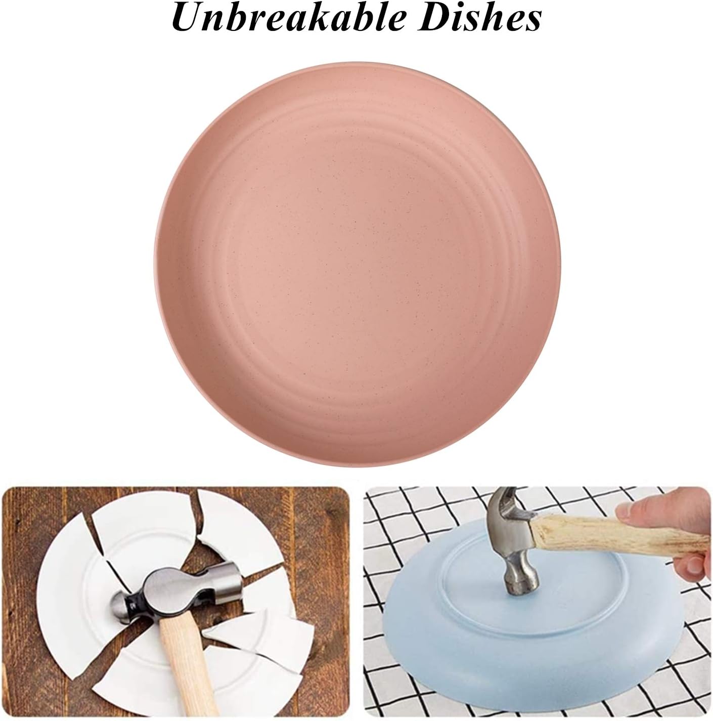 WANBY Lightweight Wheat Straw Plates Unbreakable Dinnerware Set 8 Pack