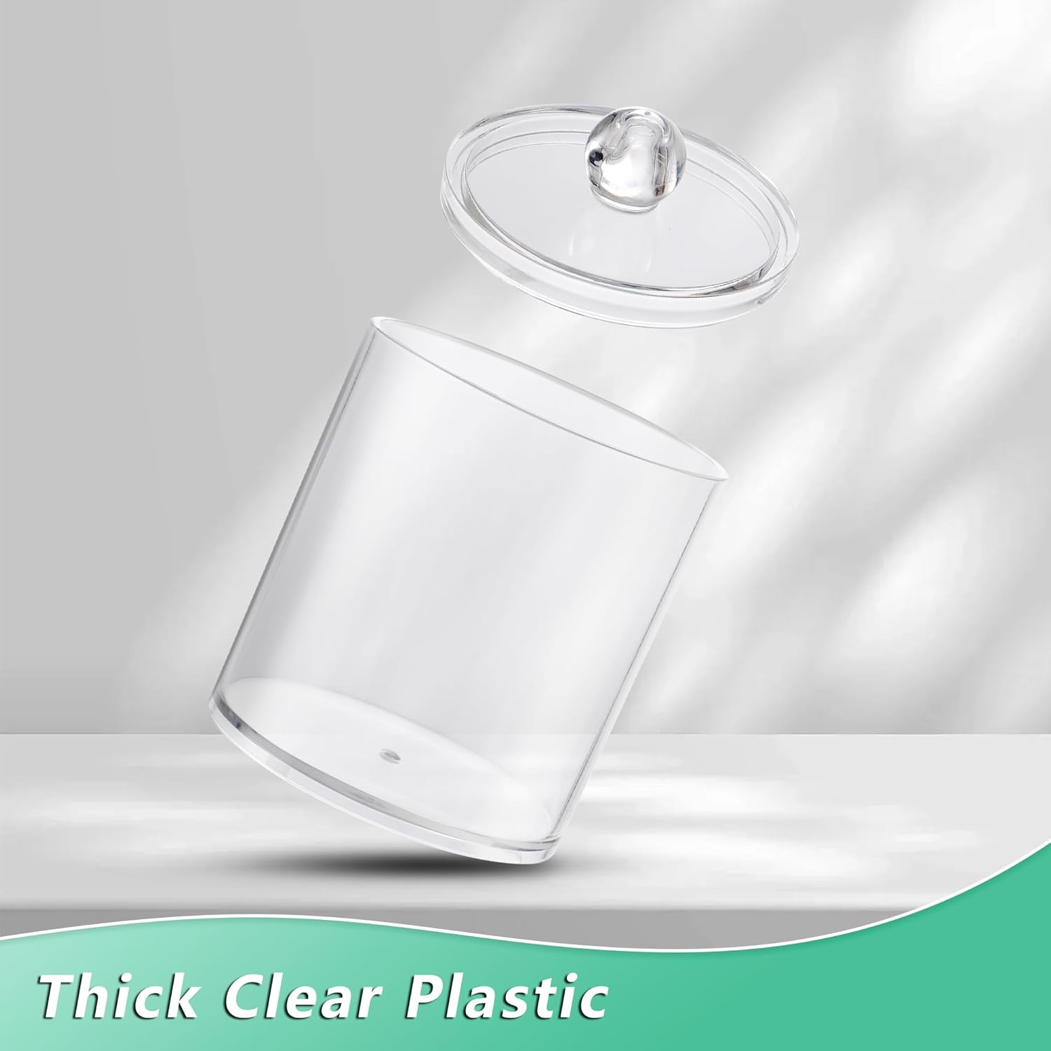 4 Pack Clear Q-tip Holder Dispenser with Lids and Labels