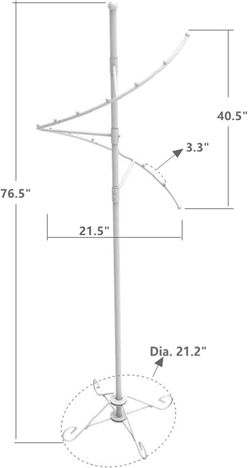 76 Inch High Spiral Clothing Rack with 19 Ball Stops