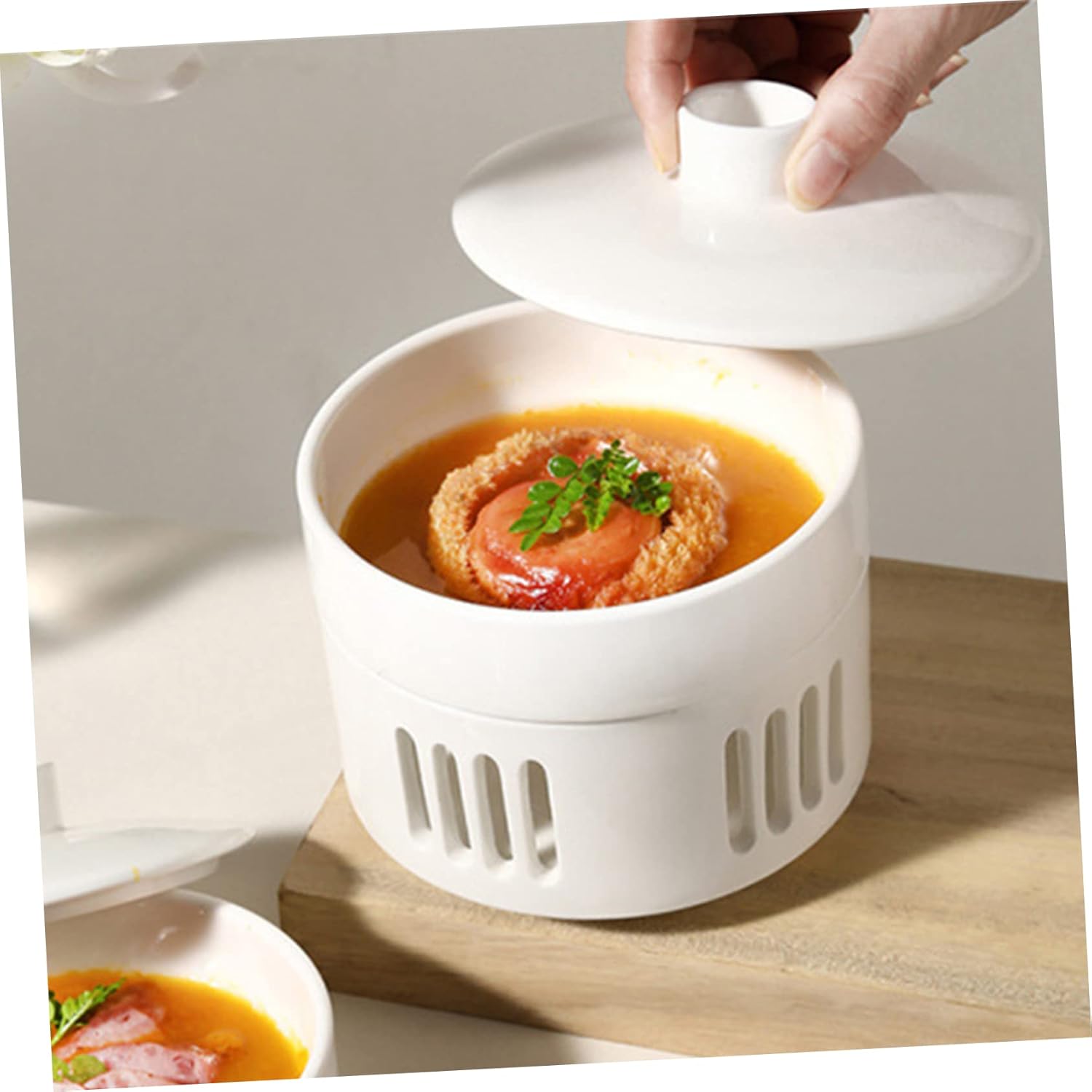 Alipis Ceramic Soup Stew Bowl with Heating Candle Base