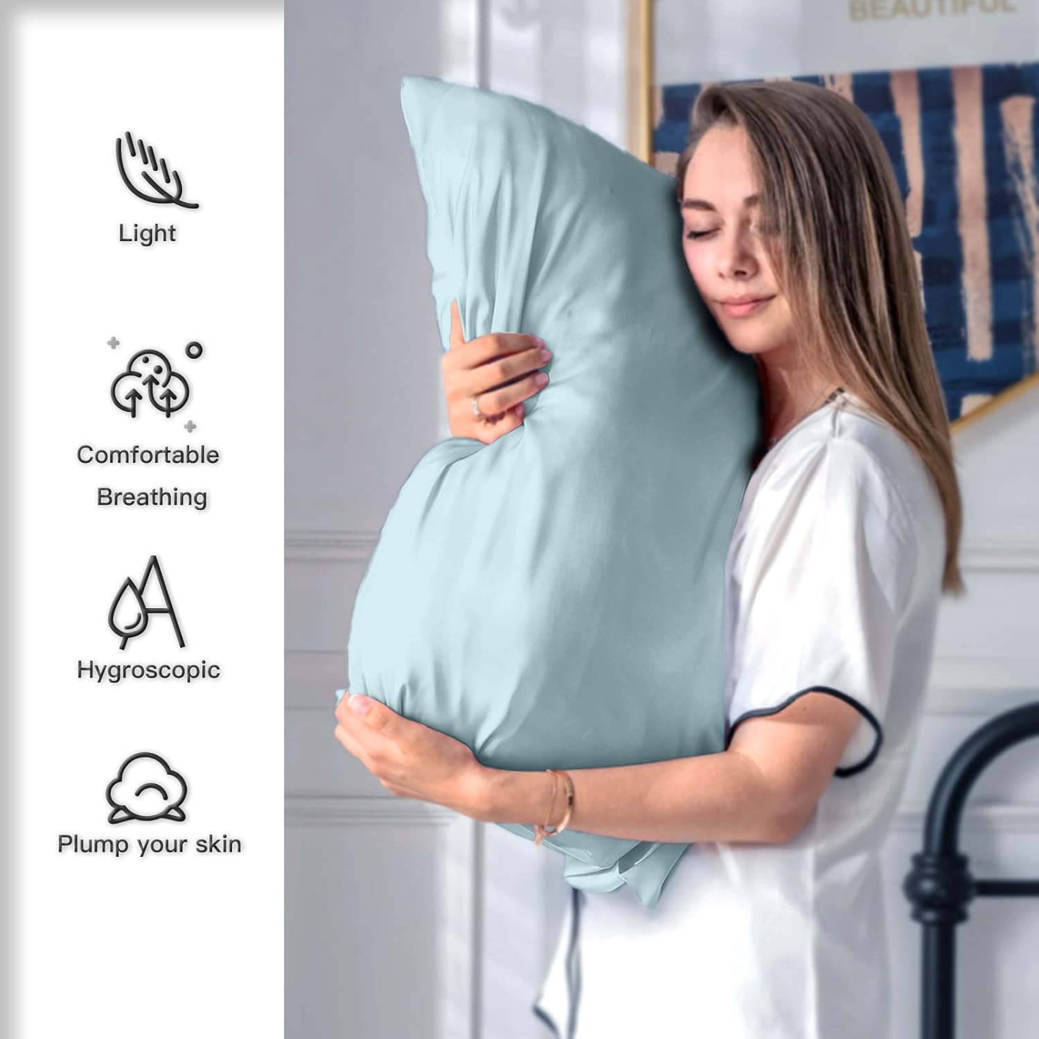 Suatien Mulberry Silk Pillowcase 20x26 Standard Size with Hidden Zipper