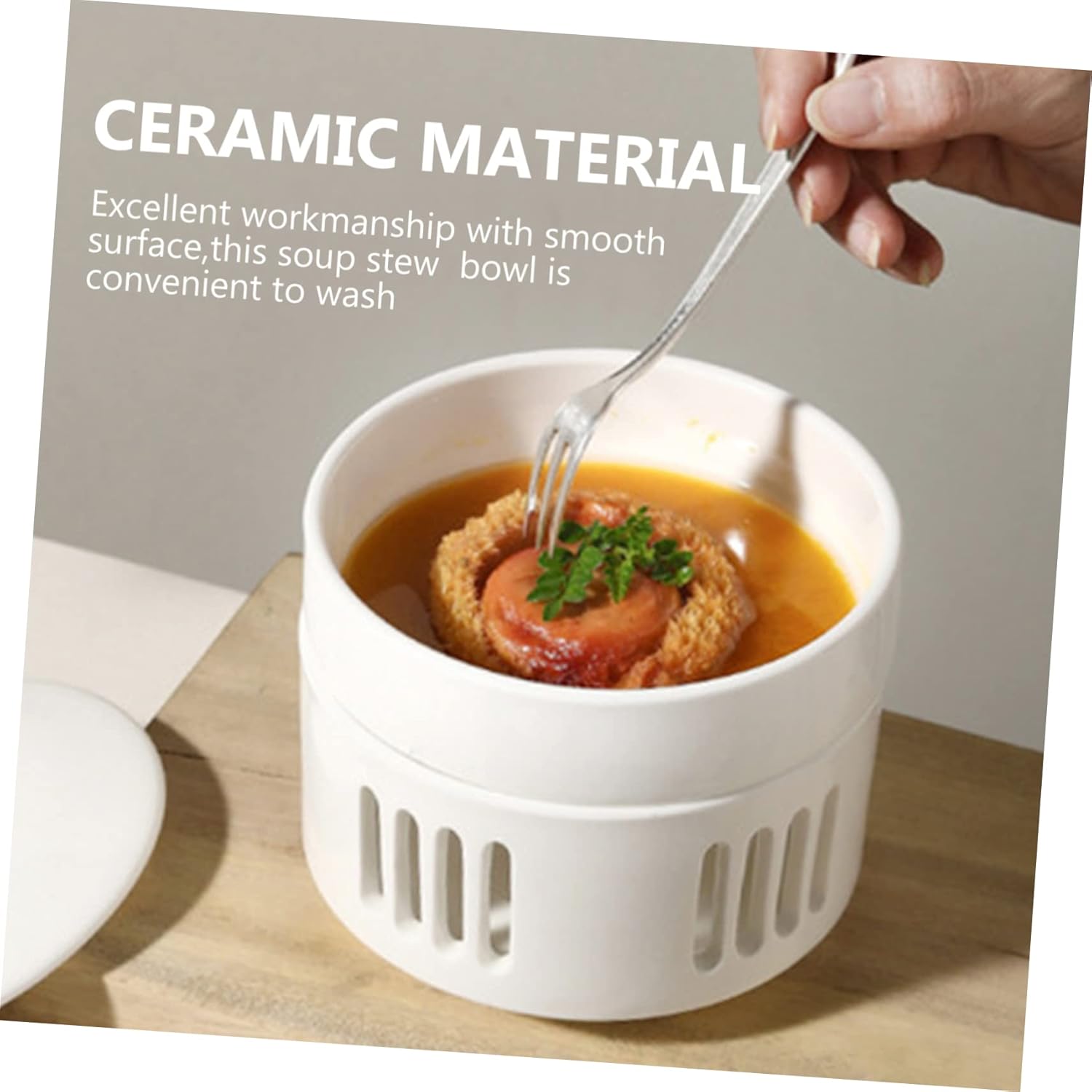 Alipis Ceramic Soup Stew Bowl with Heating Candle Base