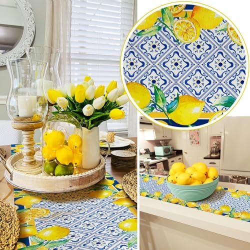 WHOMEAF Yellow Lemon Place Mat 12x18 Inches