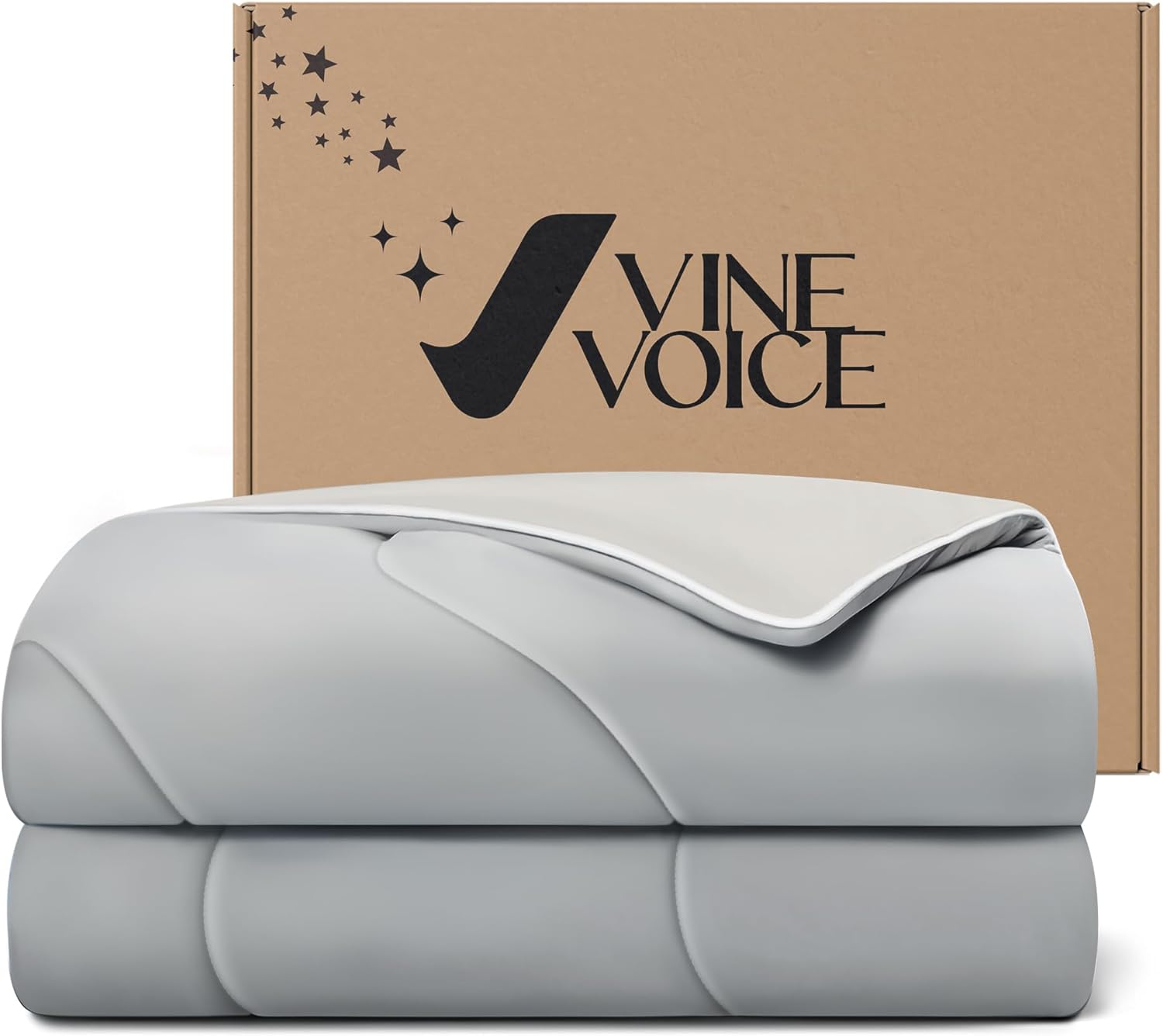 Cooling Blanket Comforter for Hot Sleepers - Full Queen Silver Gray