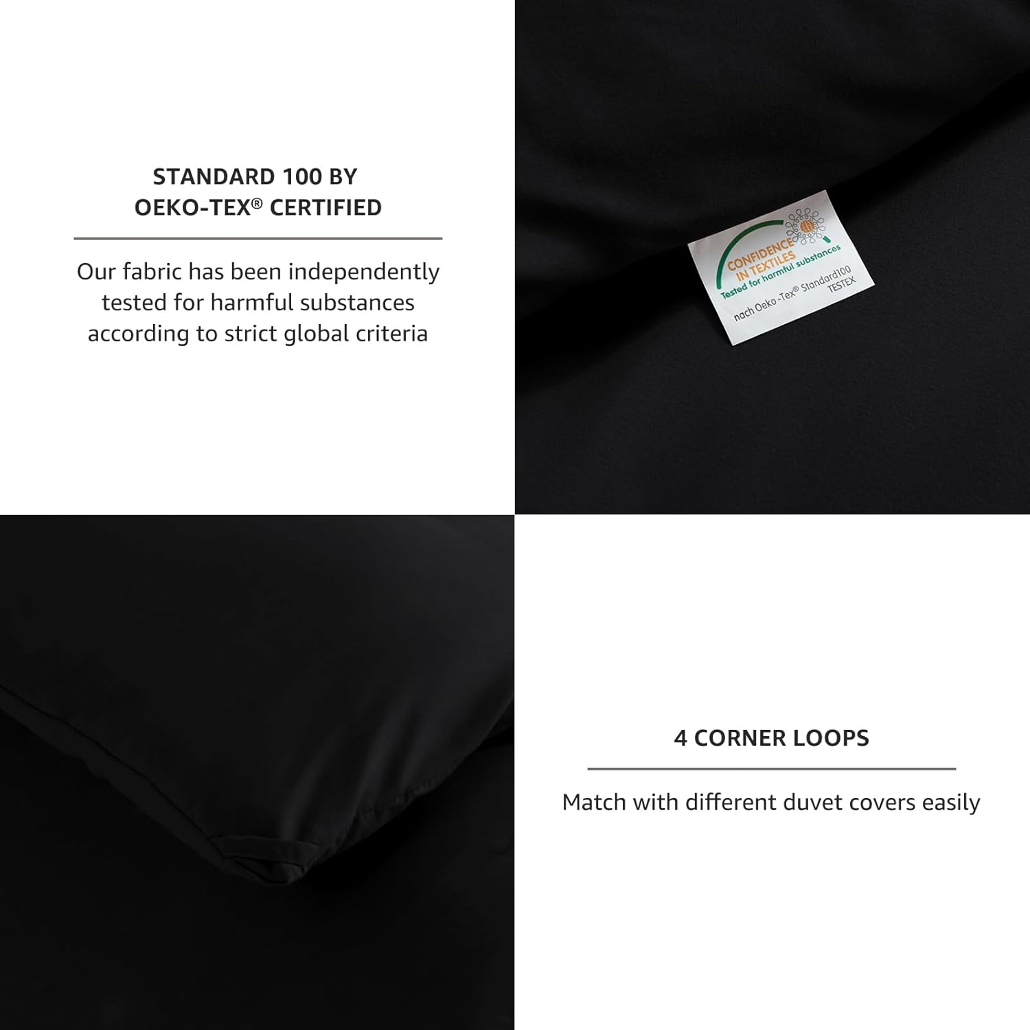 CozyLux Queen Comforter Set Black 3 Piece