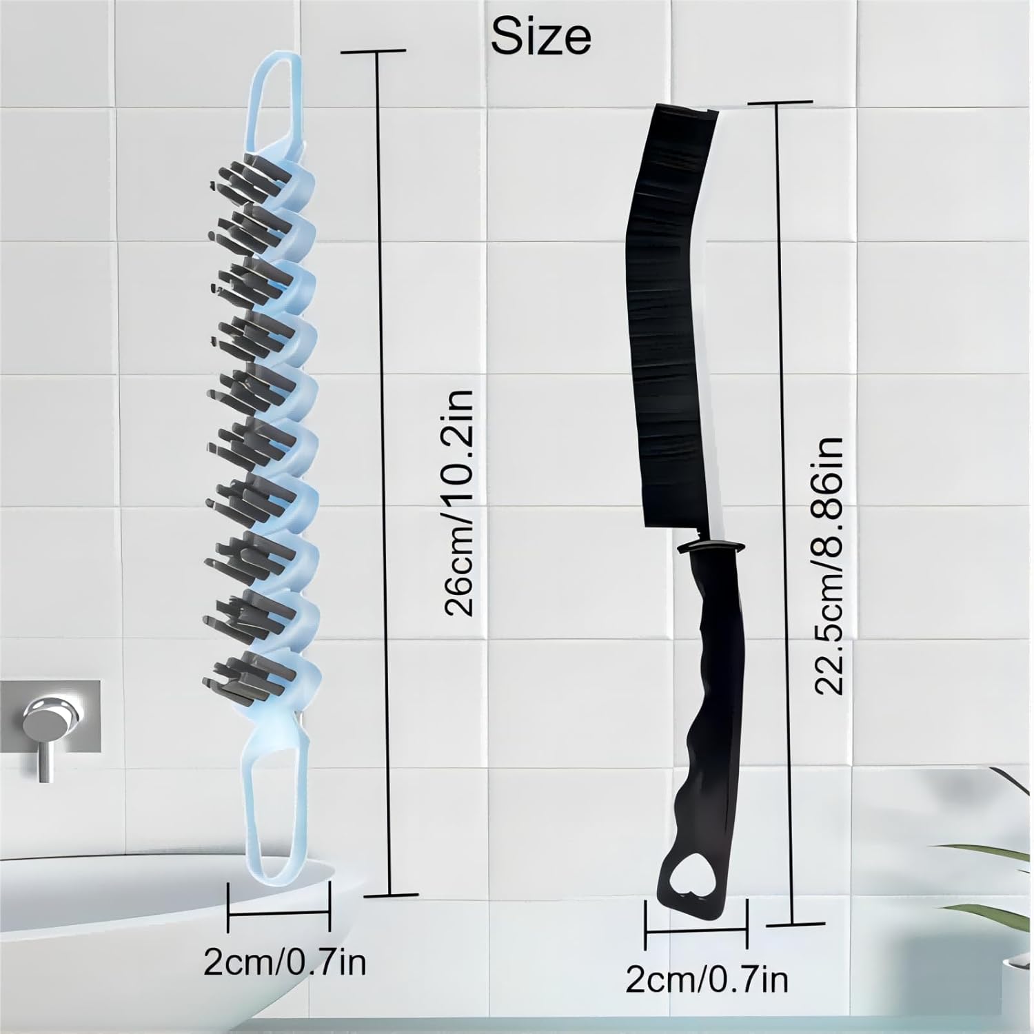 2 Pcs Crevice and Flexible Cleaning Brushes for Kitchen and Bathroom