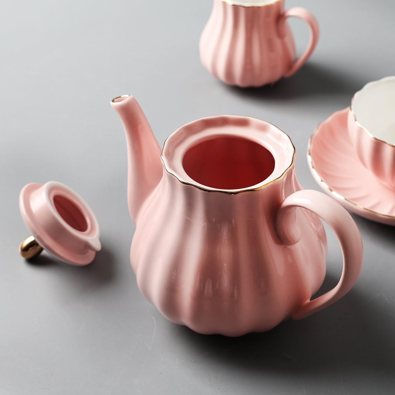 Sweejar Porcelain Tea Set British Royal Series 8 OZ Pink