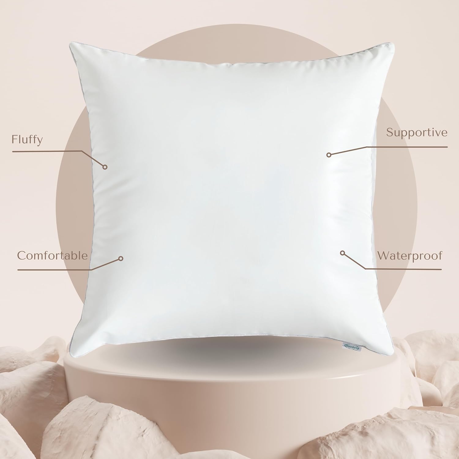 Cloudote Waterproof Pillow Insert 20x20 Decorative Pillow