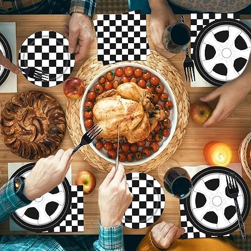 Poqirzan 96PCS Race Car Party Tableware Set