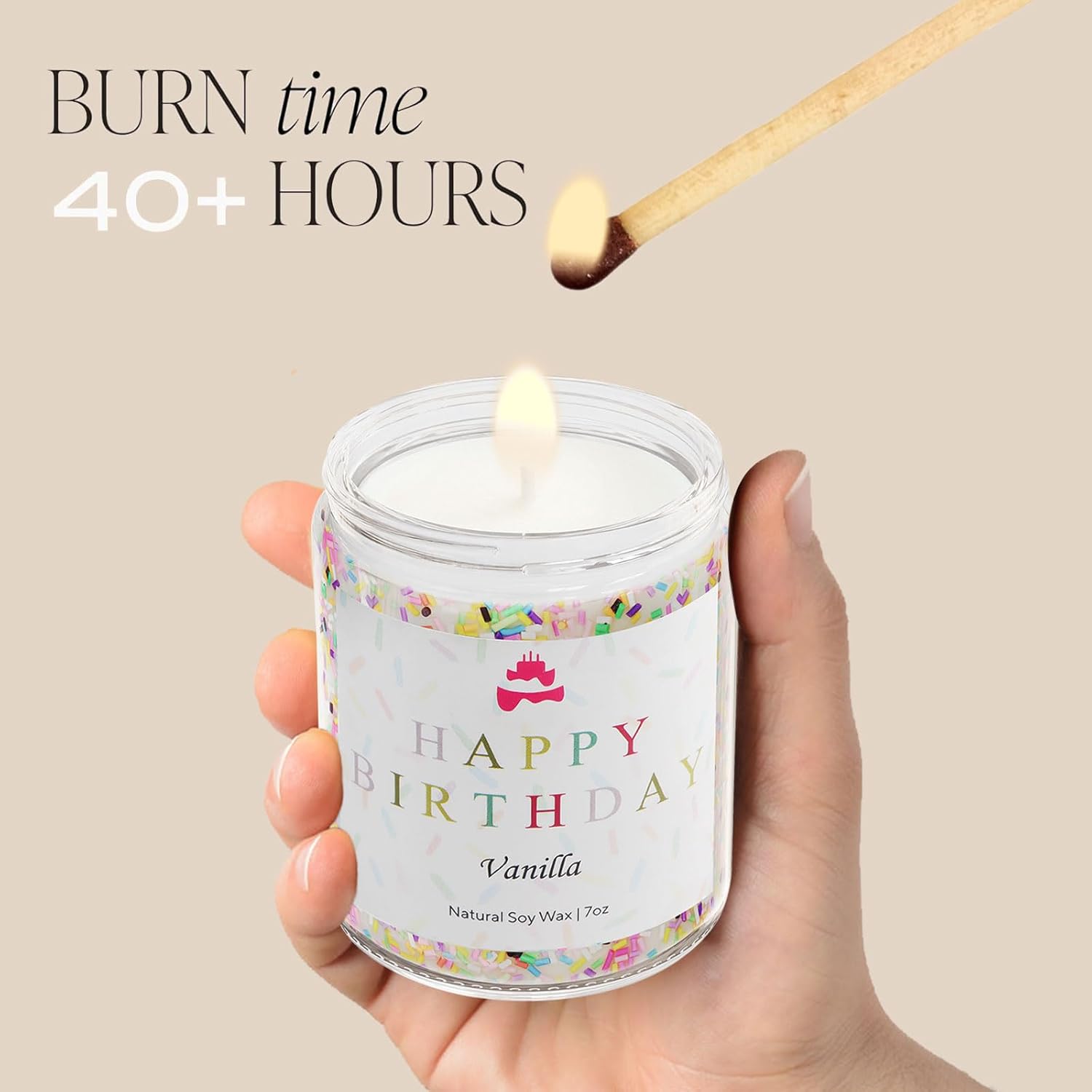 Lihome Happy Birthday Candle - Vanilla Scented Jar Candle
