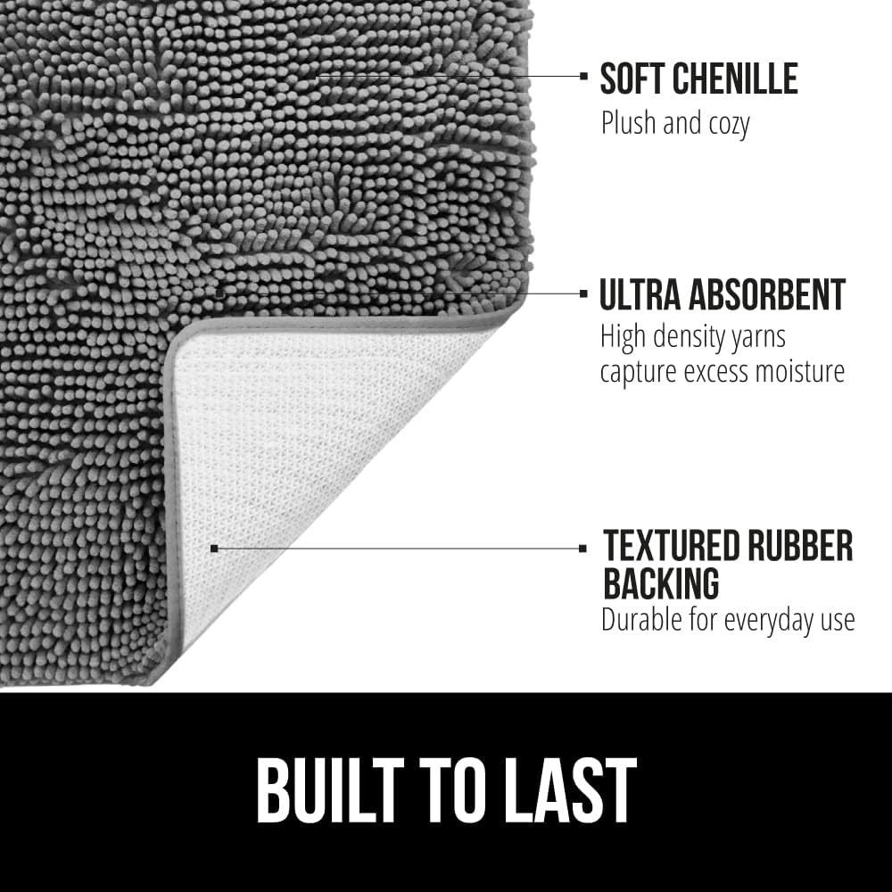 Gorilla Grip Bath Rug Mat 24x17 Grey