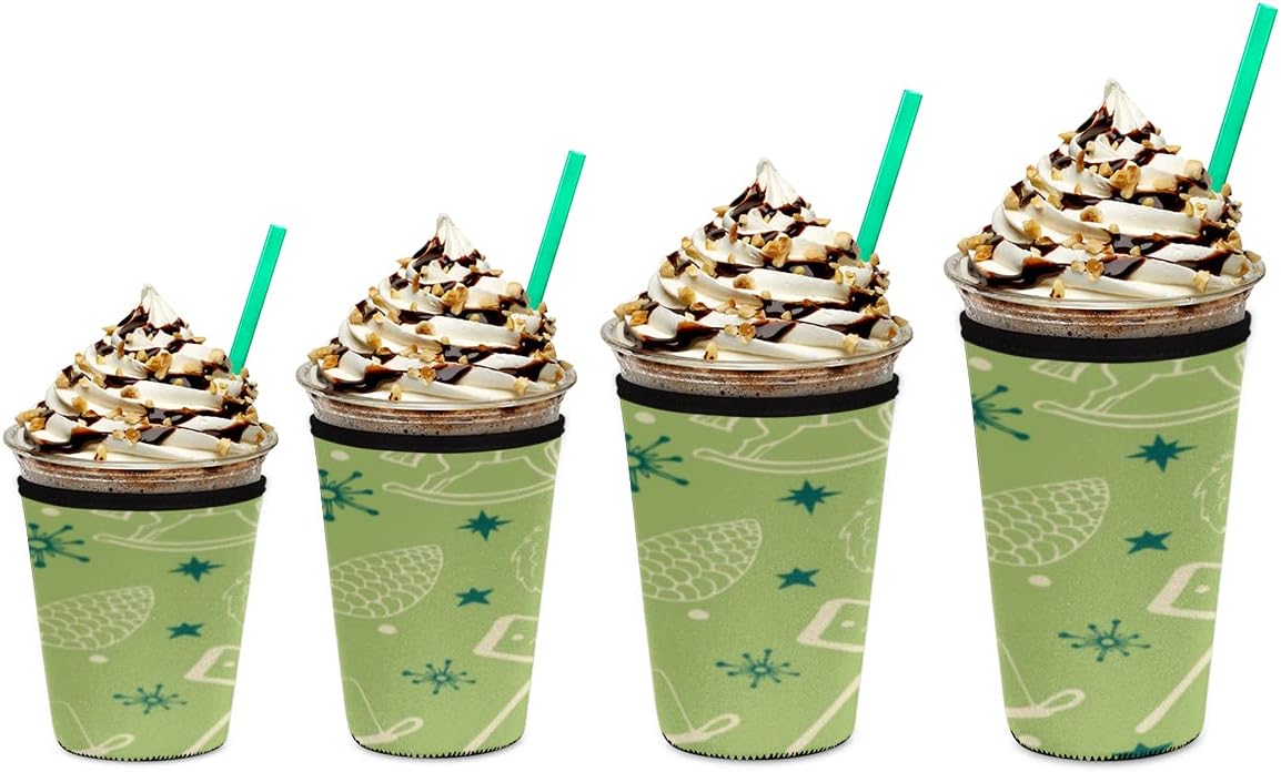 Candle Christmas Tree Iced Coffee Sleeve for 30-32 Oz Reusable Cups